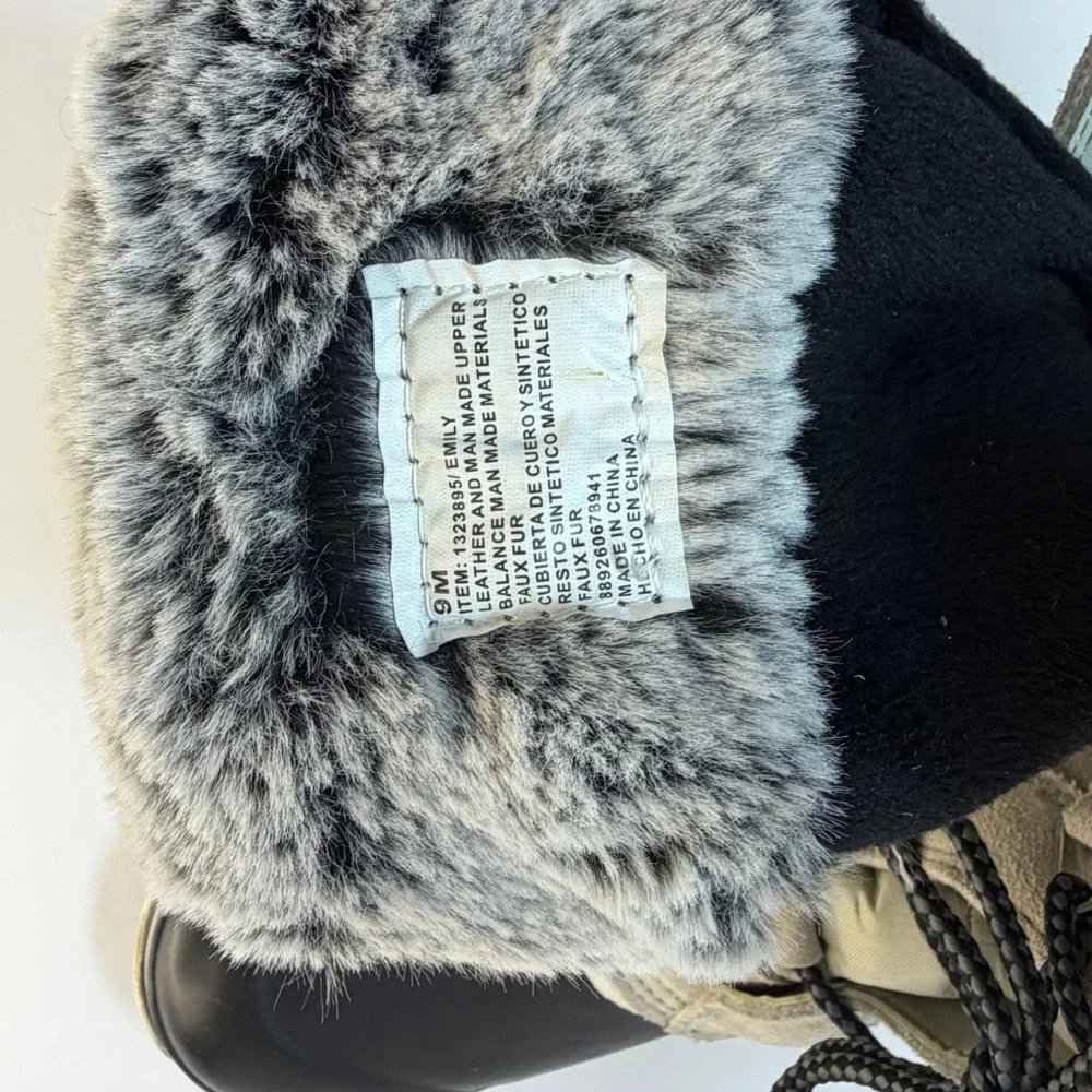 Khombu Emily Womens Tan Black Faux Fur Quilted Winter Snow Duck Boots Size 9M